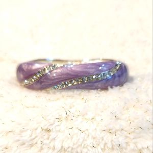 Large Bracelet in Lavender and Rhinestones.